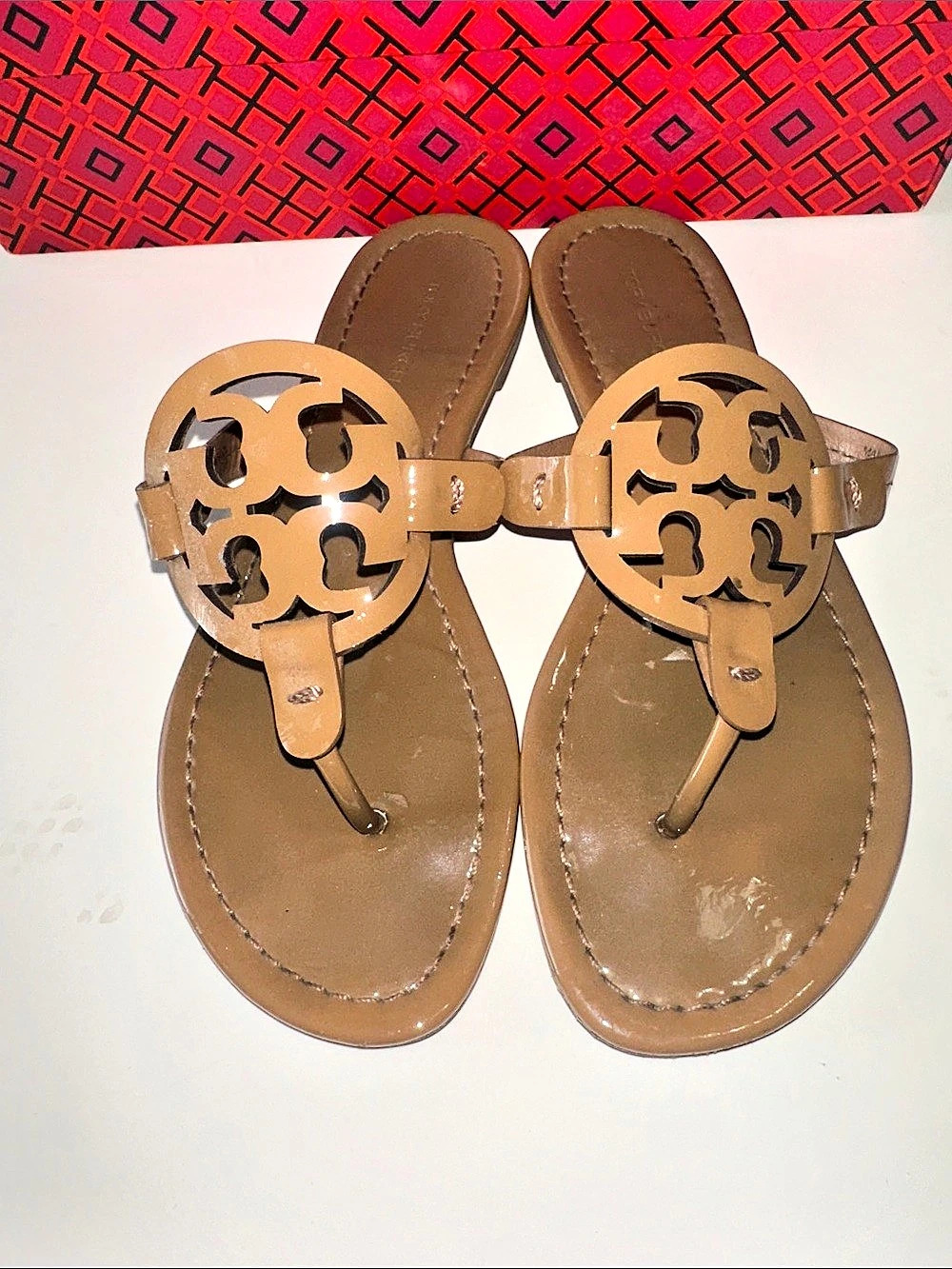 Tory Burch Miller Leather Sandals Tan US 6